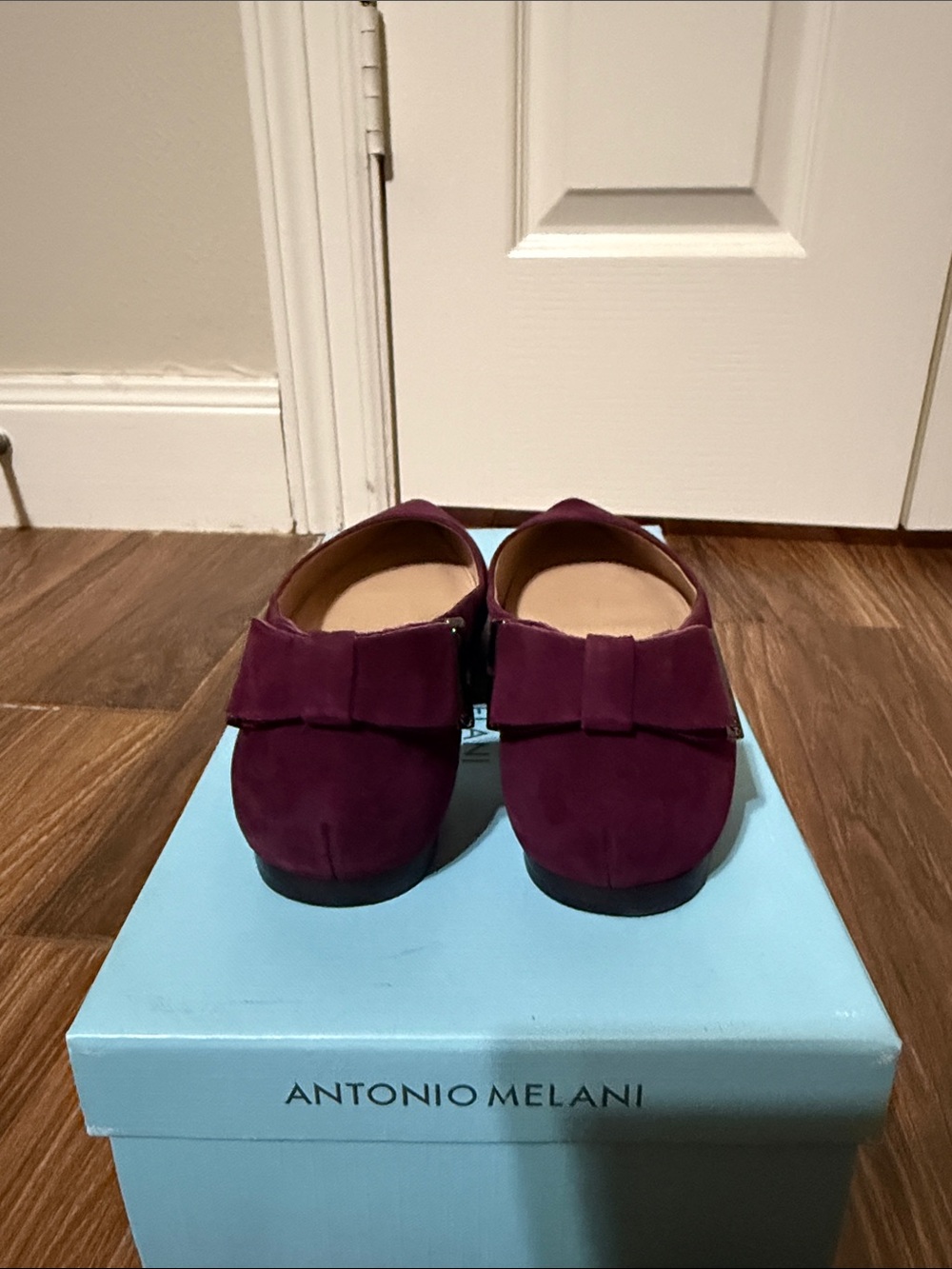 ANTONIO MELANI Plum Suede Pointed Slingback Flats - Picture 3 of 6